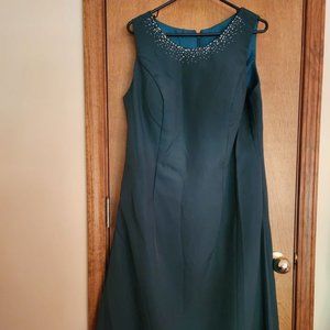Dark Green Dress with Chiffon Jacket, size 16W